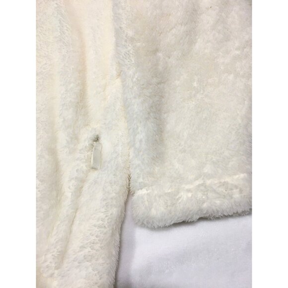 Lands End Full Zip Teddy Jacket 3X Ivory Soft Cozy Zip Pockets Plus Size Bust64" - Picture 6 of 10